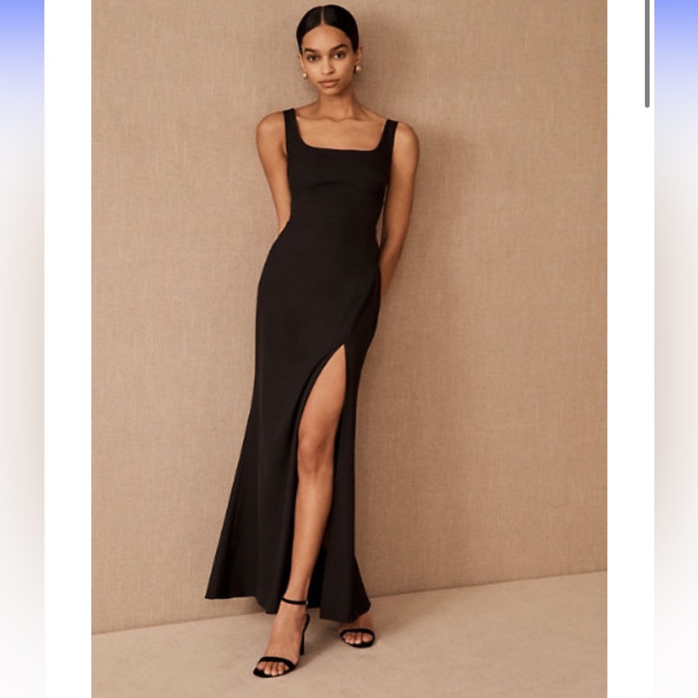 BHLDN square neck black long dress